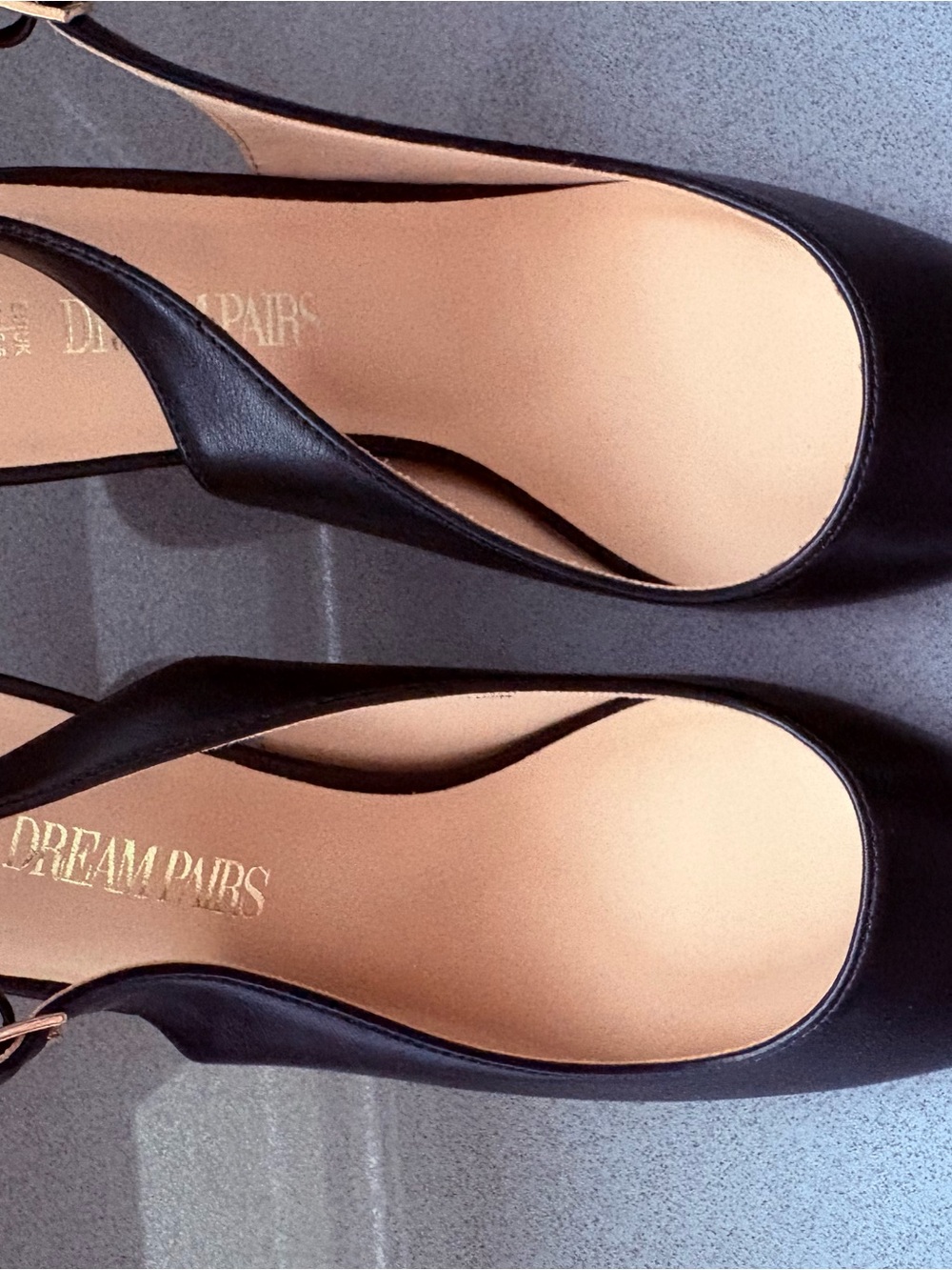 Black Leather Slingback Kitten Heel Pumps - Picture 2 of 5
